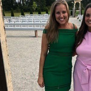 Guess green off the shoulder formal dress